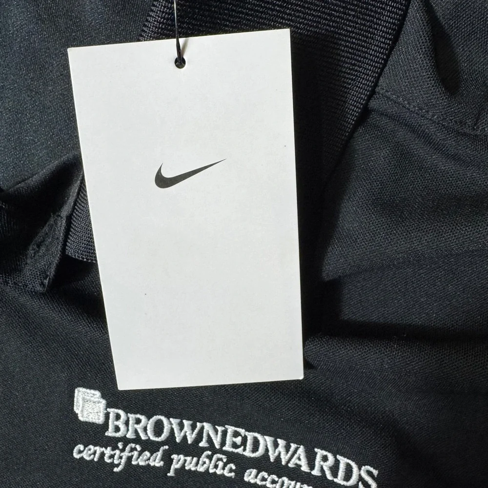 Nike Golf Polo Black Mens Large Brown Edwards CPA Embroidered Shirt - Picture 4 of 10